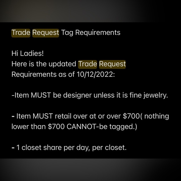 🤍✨Trade Tag Requirements✨🤍 - Picture 2 of 6